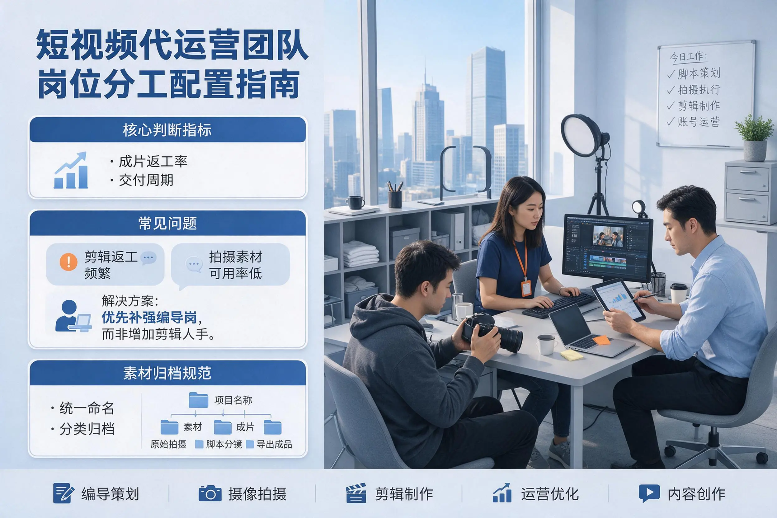 短视频代运营团队如何配置?通辽企业岗位分工科普说明