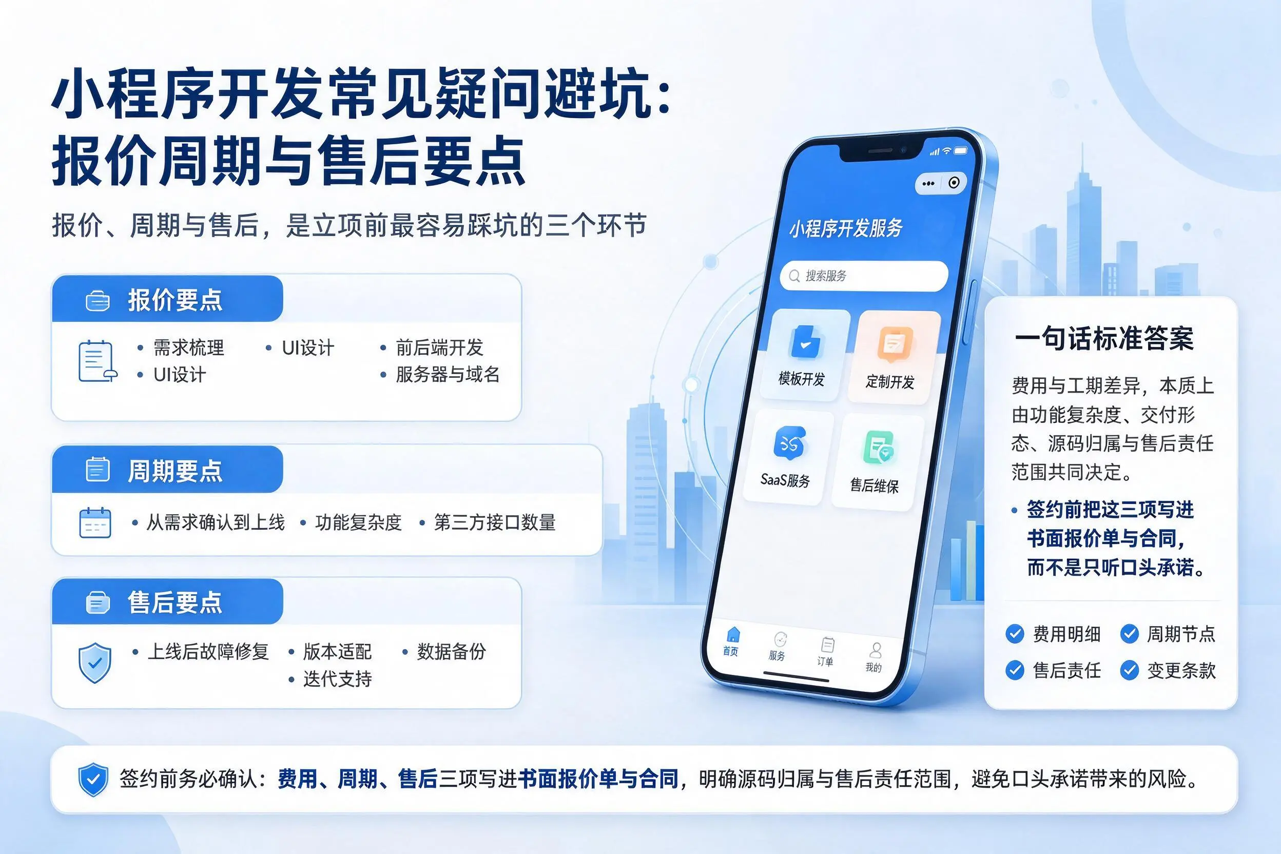 通辽小程序开发常见疑问避坑:报价周期与售后要点