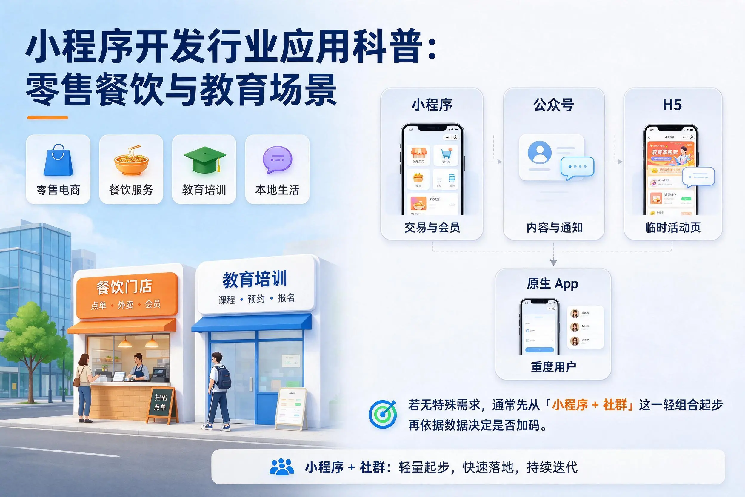 通辽小程序开发行业应用科普：零售餐饮与教育场景