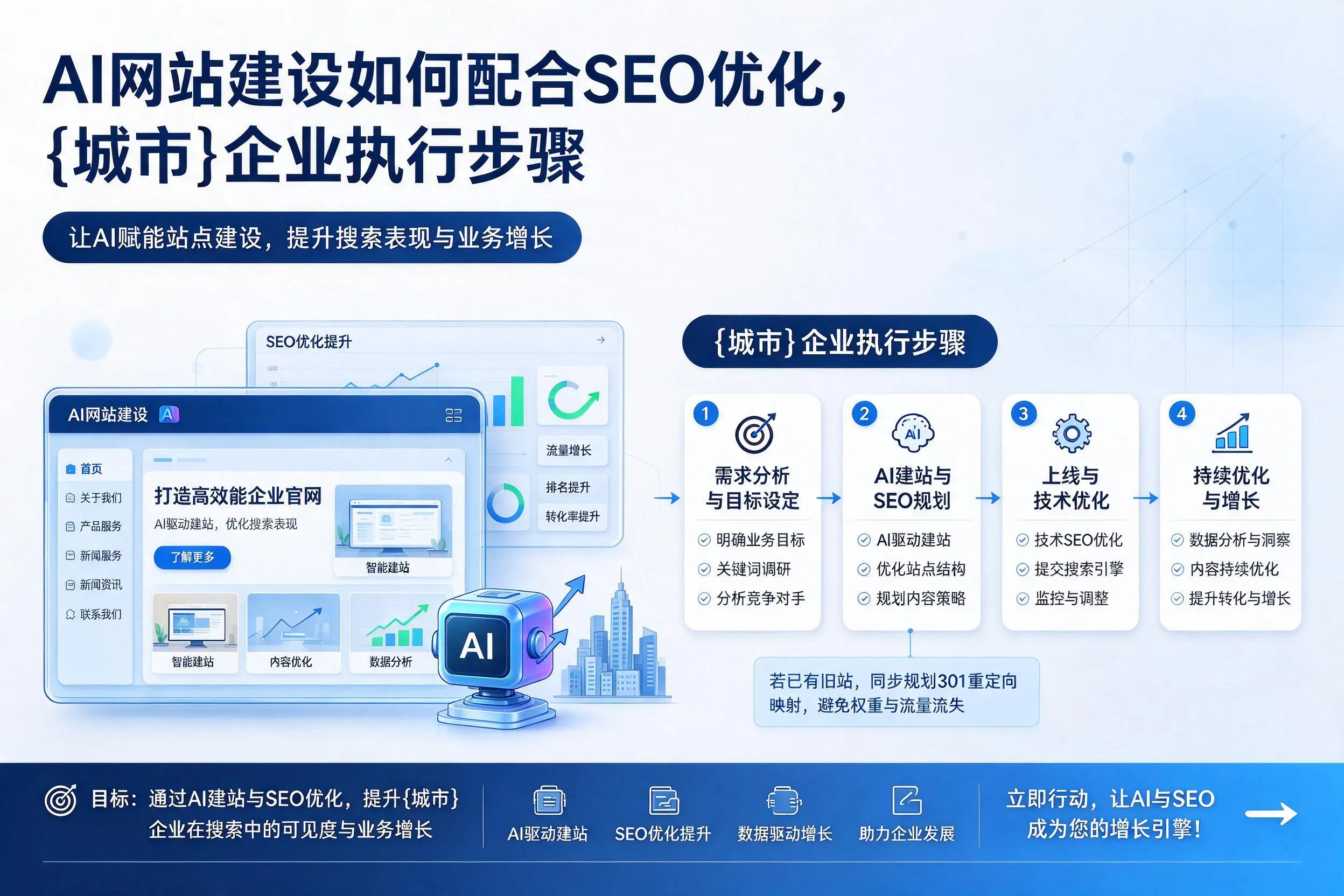AI网站建设如何配合SEO优化，通辽企业执行步骤