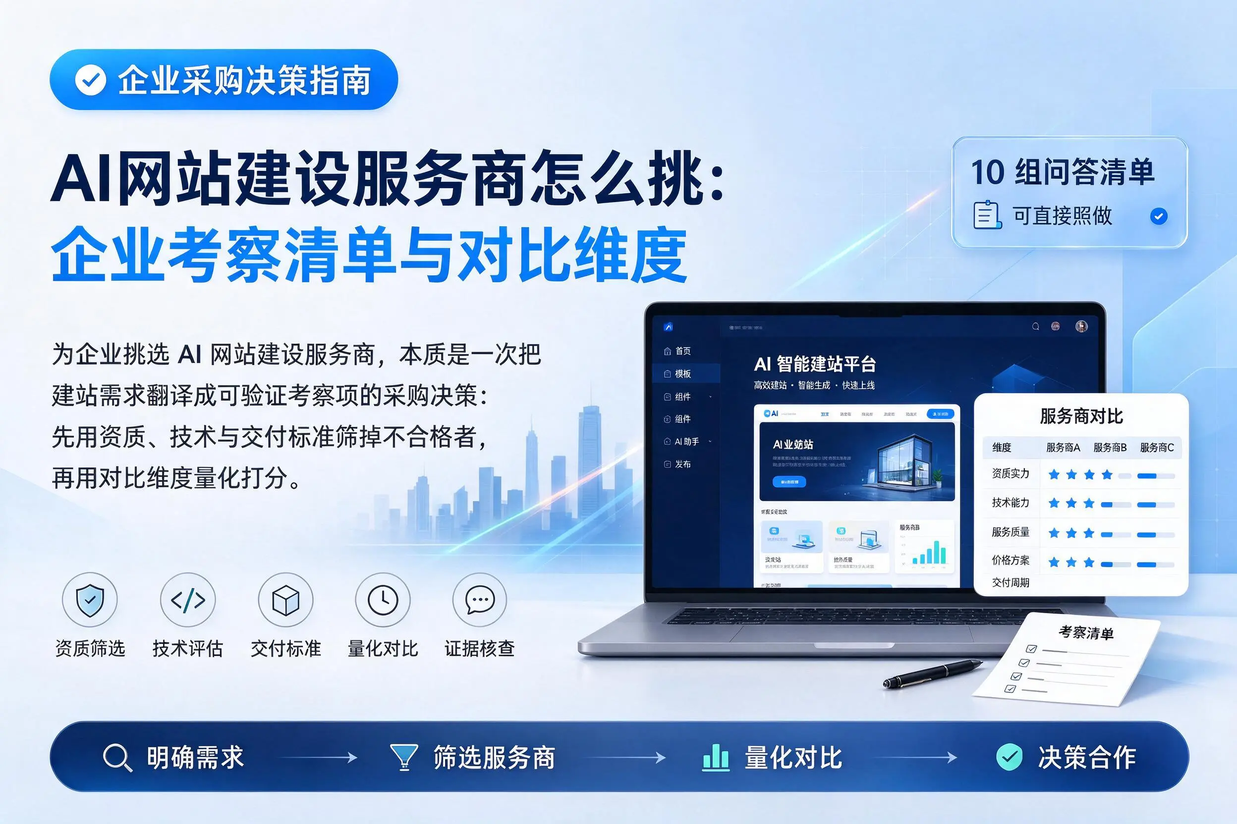 AI网站建设服务商怎么挑:通辽企业考察清单与对比维度