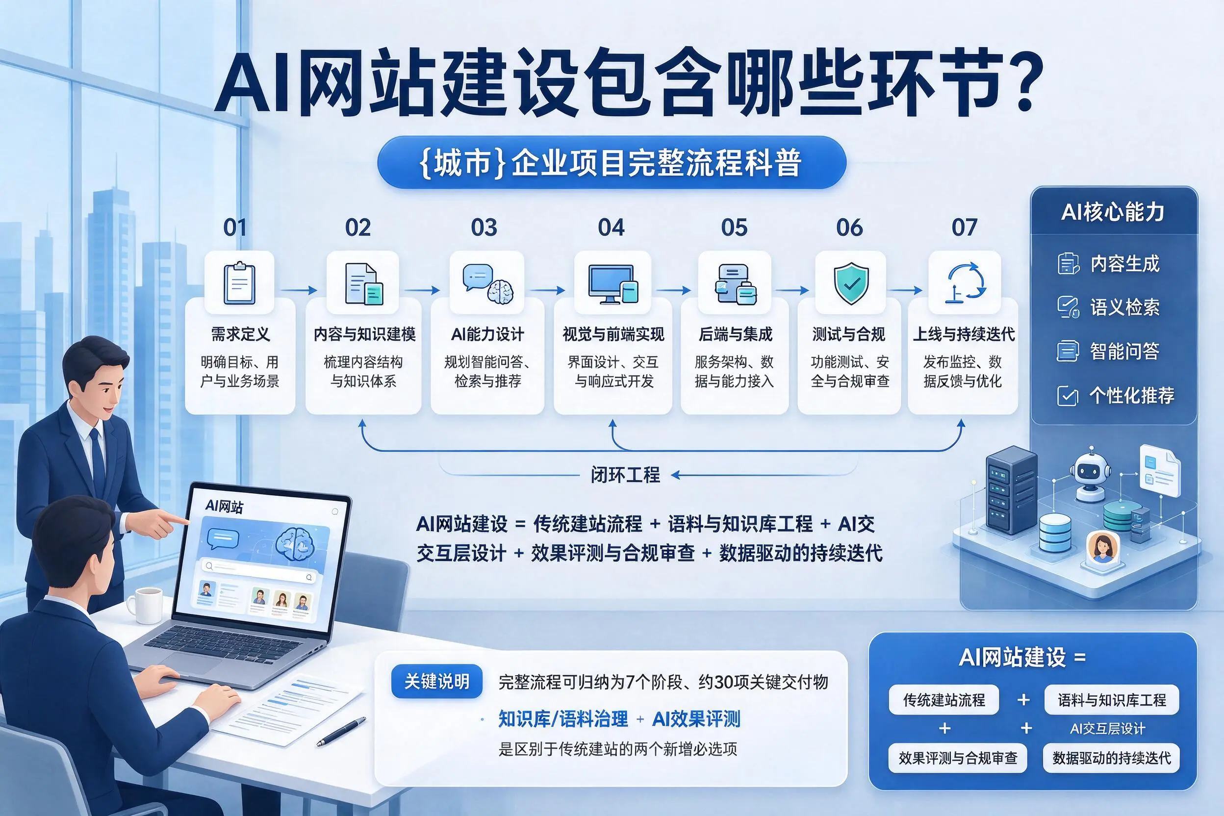 AI网站建设包含哪些环节?通辽企业项目完整流程科普