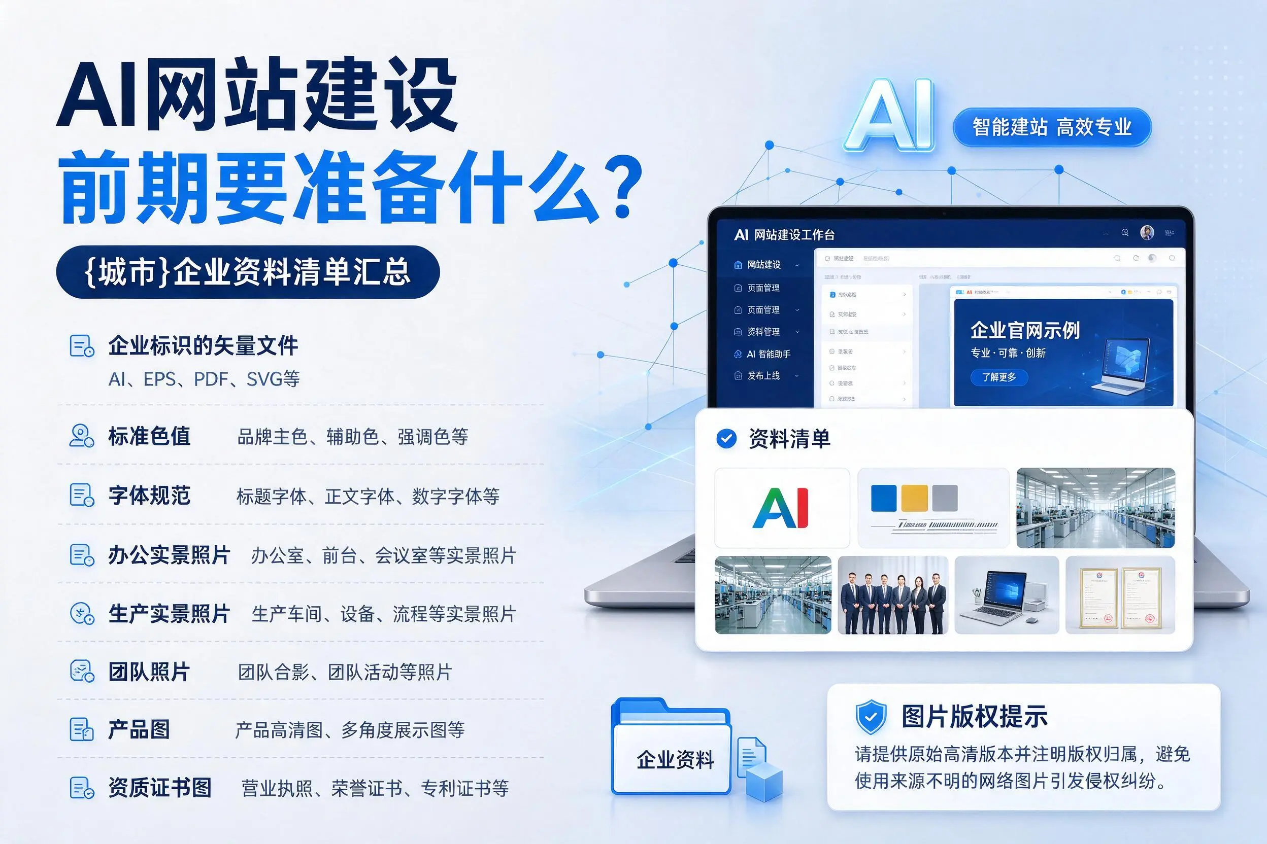 AI网站建设前期要准备什么?通辽企业资料清单汇总